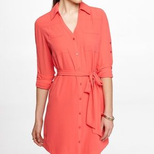 Express Portofino Coral Button Down Dress